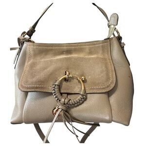 See by Chloé Joan Small Crossbody Bag | Taupe / Greige Leather Gold Ring